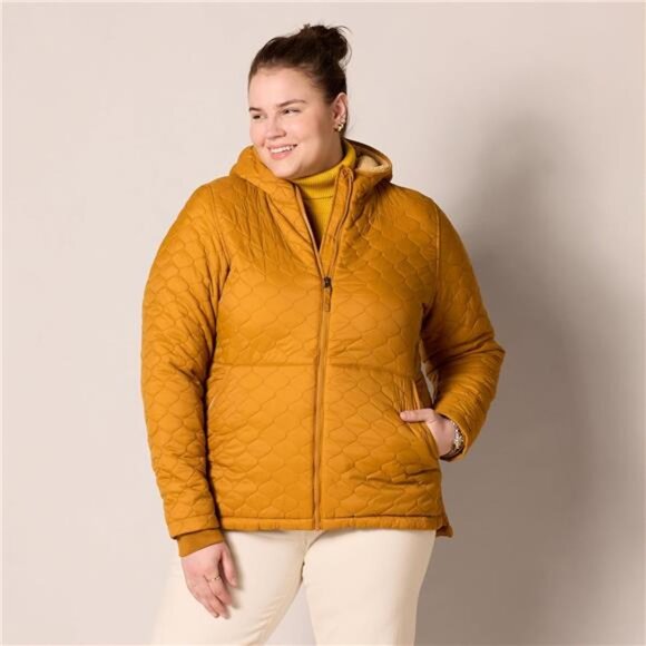 Womens Lightweight Quilted Full-Zip Water-Resistant Sherpa-Lined Hooded Puffer - Picture 5 of 7